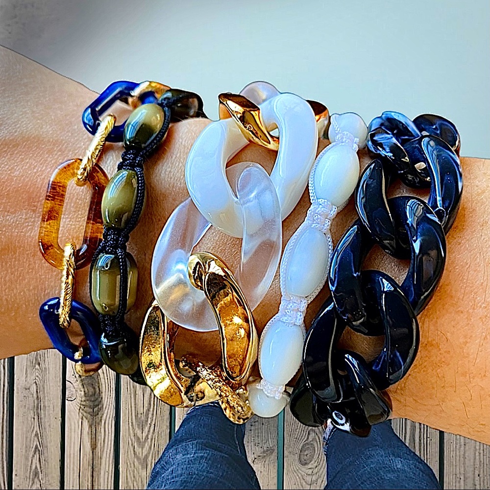 Chain bracelet & macrame bead set